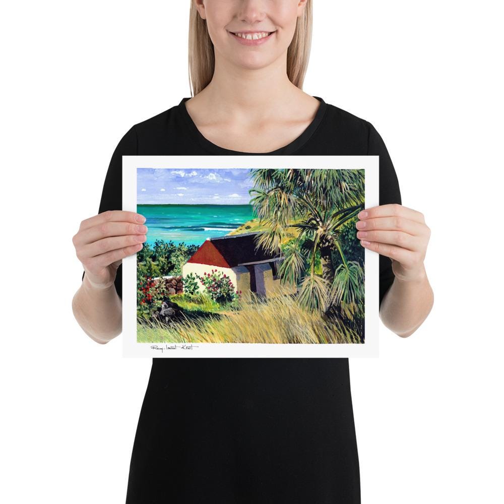 St Barth Watercolor Print – Grand Cul de Sac – Caribbean Wall Art