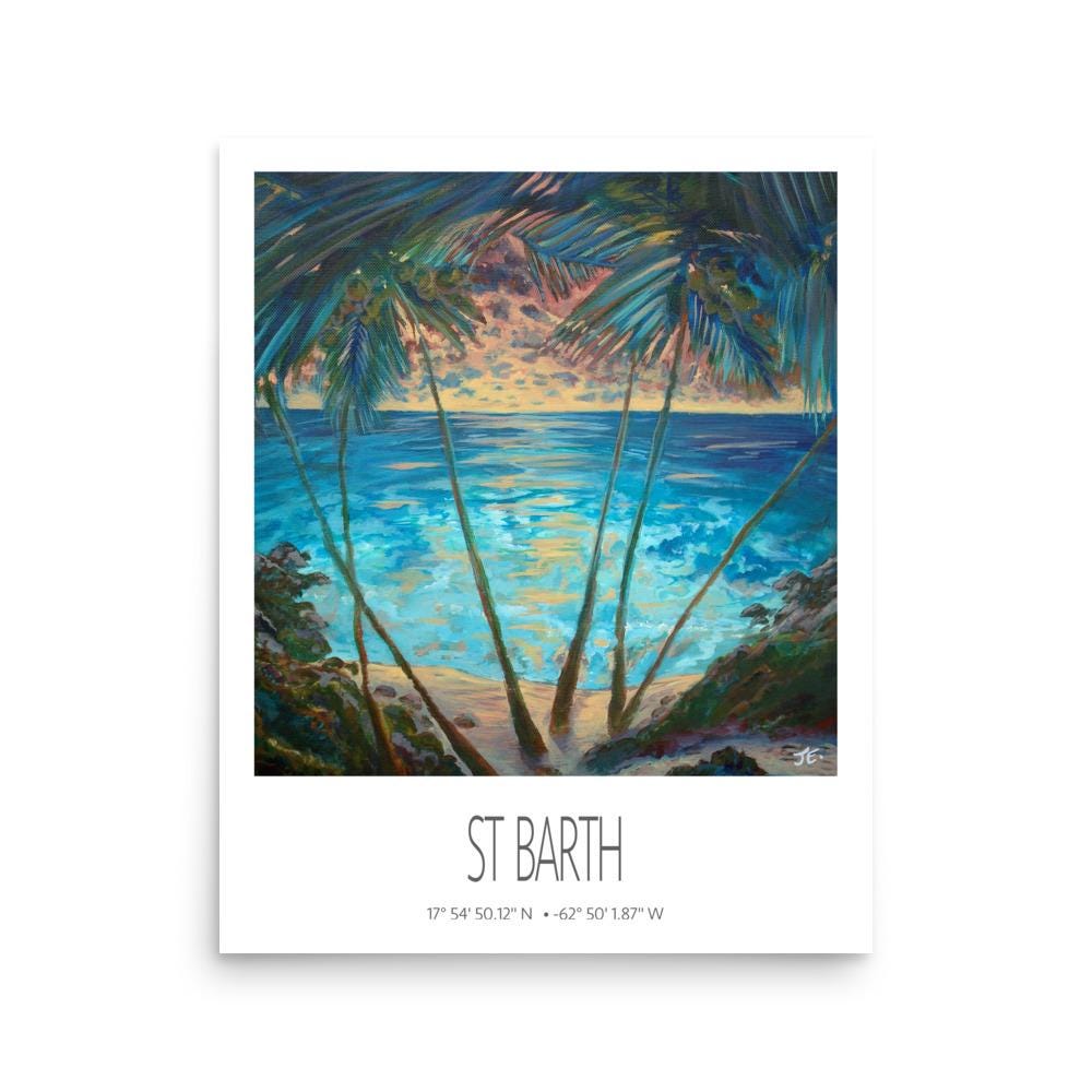 Art Print – St Barth – Cocos – Acrylic Print – Travel Poster – Caribbean Wall Art