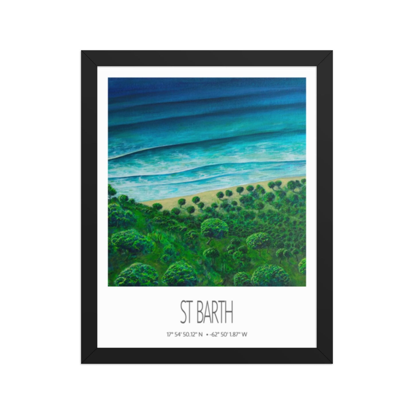 Framed Art Print – St Barth – Chauvette – Acrylic Print – Travel Poster – Caribbean Wall Art
