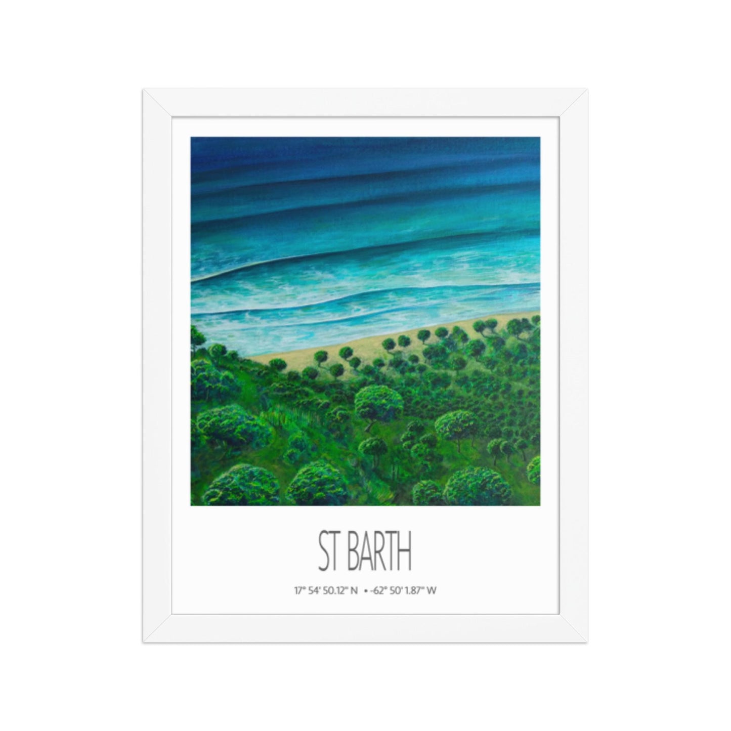 Framed Art Print – St Barth – Chauvette – Acrylic Print – Travel Poster – Caribbean Wall Art