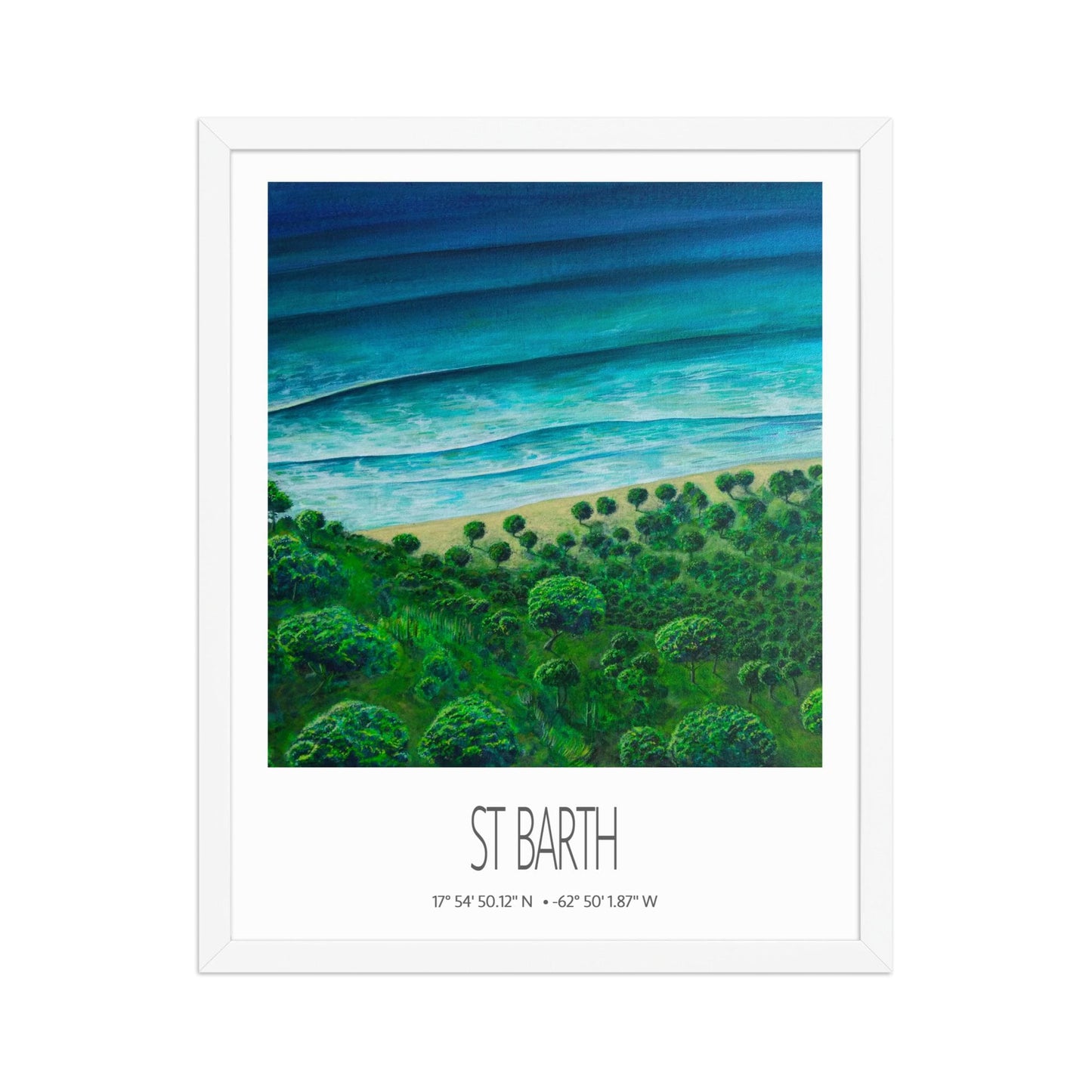 Framed Art Print – St Barth – Chauvette – Acrylic Print – Travel Poster – Caribbean Wall Art