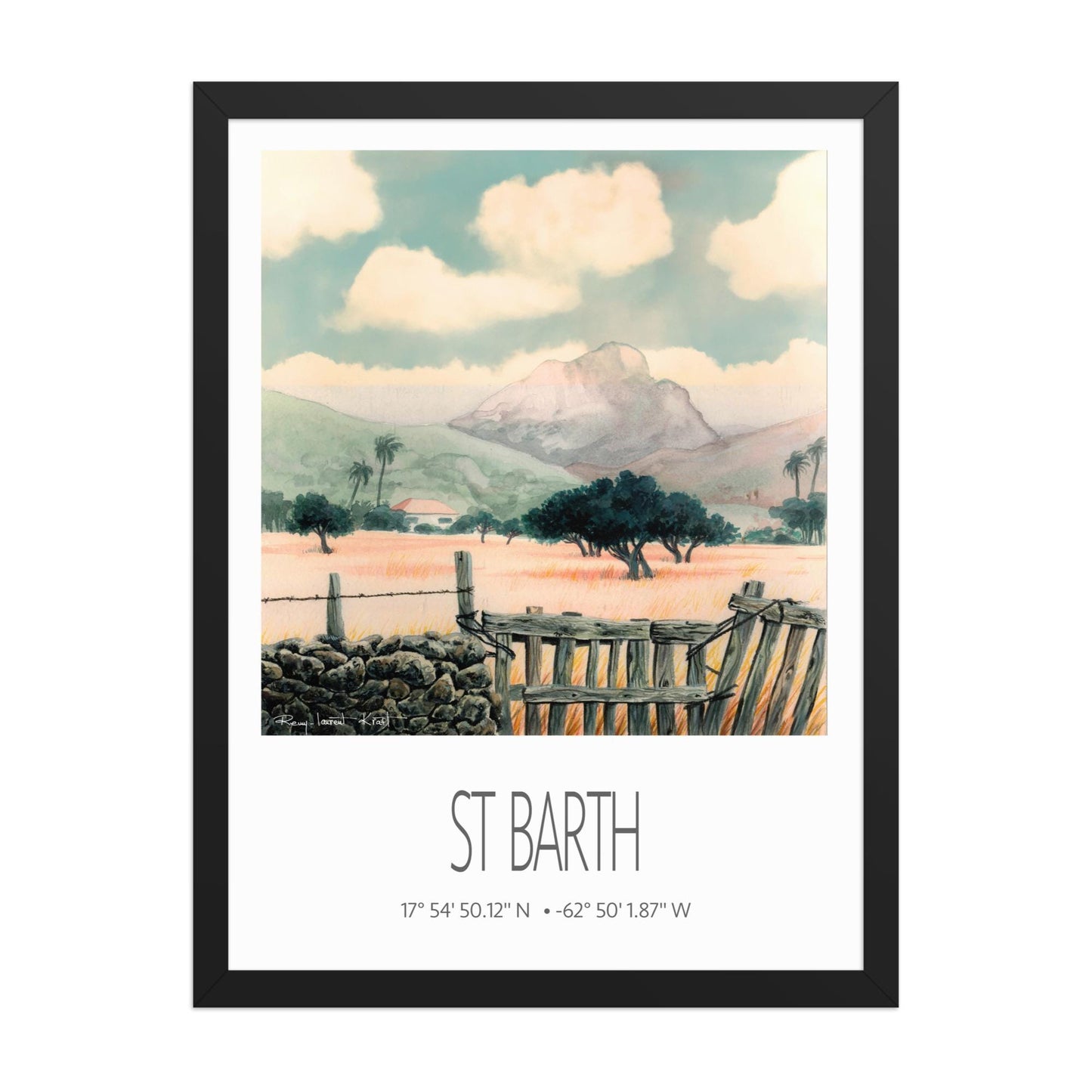 Vintage Travel Poster – St Barth – Saline – Framed Caribbean Art Print