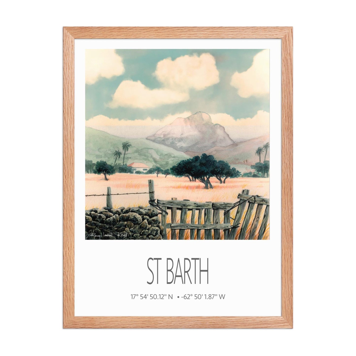 Vintage Travel Poster – St Barth – Saline – Framed Caribbean Art Print