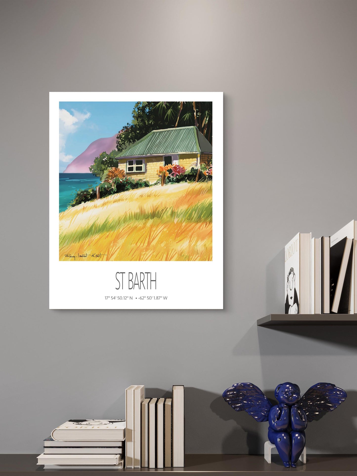 Vintage Travel Poster – St Barth – Falaise Beach – Caribbean Art Print