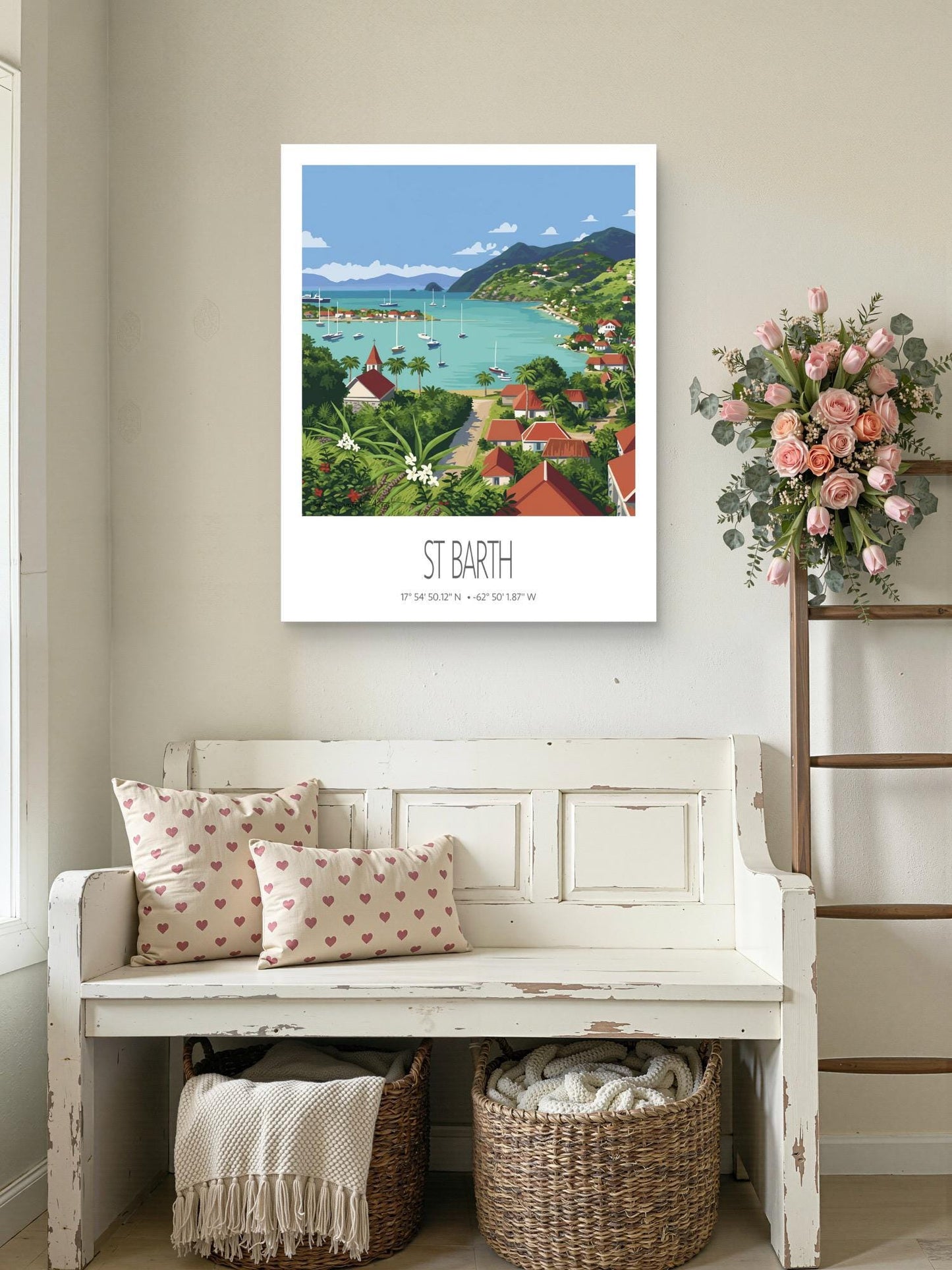 Vintage Travel Poster – St Barth – Gustavia Bay – Caribbean Art Print