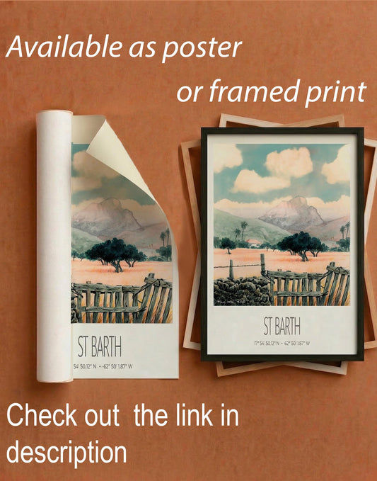 Vintage Travel Poster – St Barth – Saline – Caribbean Art Print