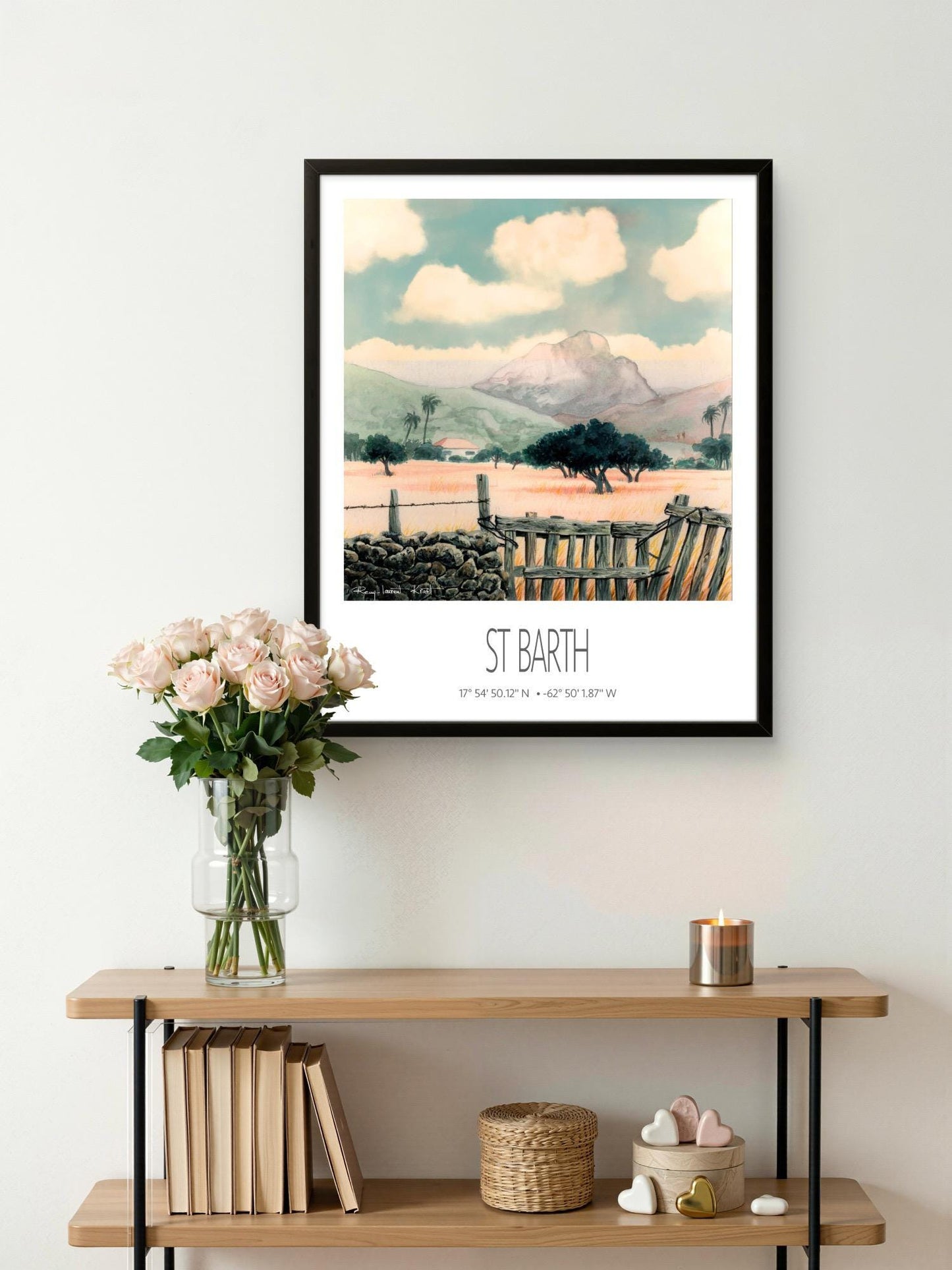Vintage Travel Poster – St Barth – Saline – Framed Caribbean Art Print