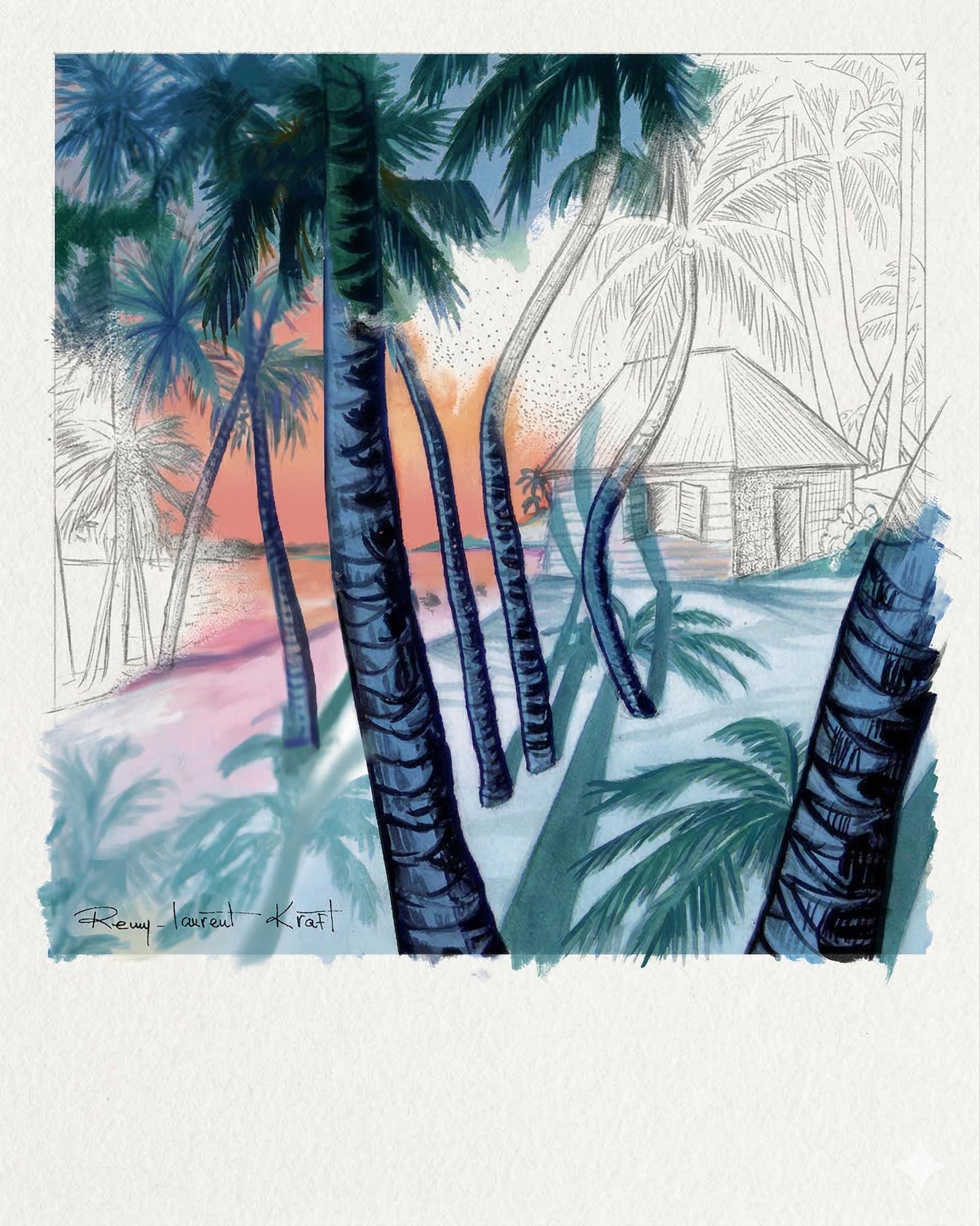 Vintage Travel Poster – St Barth – Cocos Verts – Caribbean Art Print