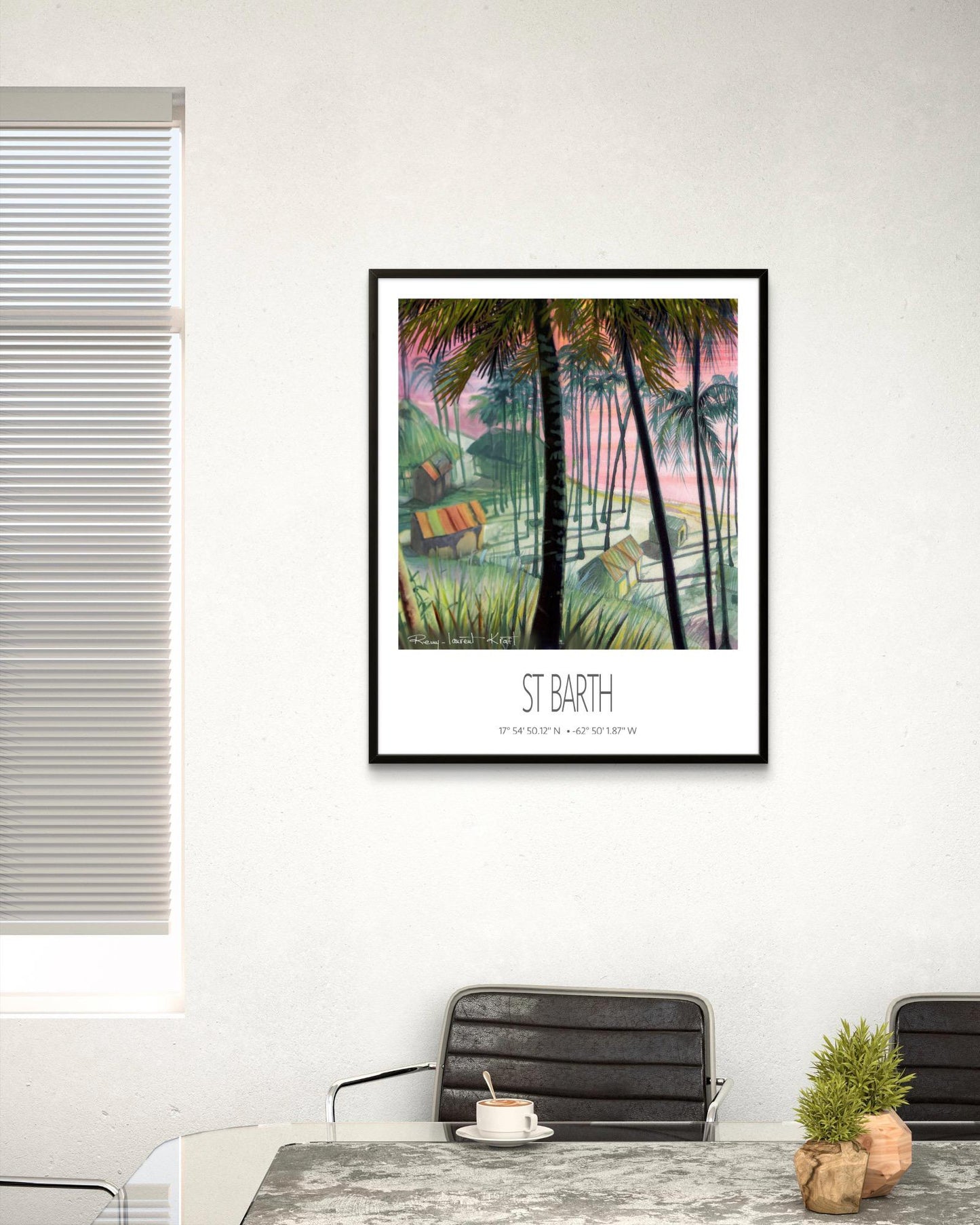 Vintage Travel Poster – St Barth – Cocos Plage – Framed Caribbean Art Print