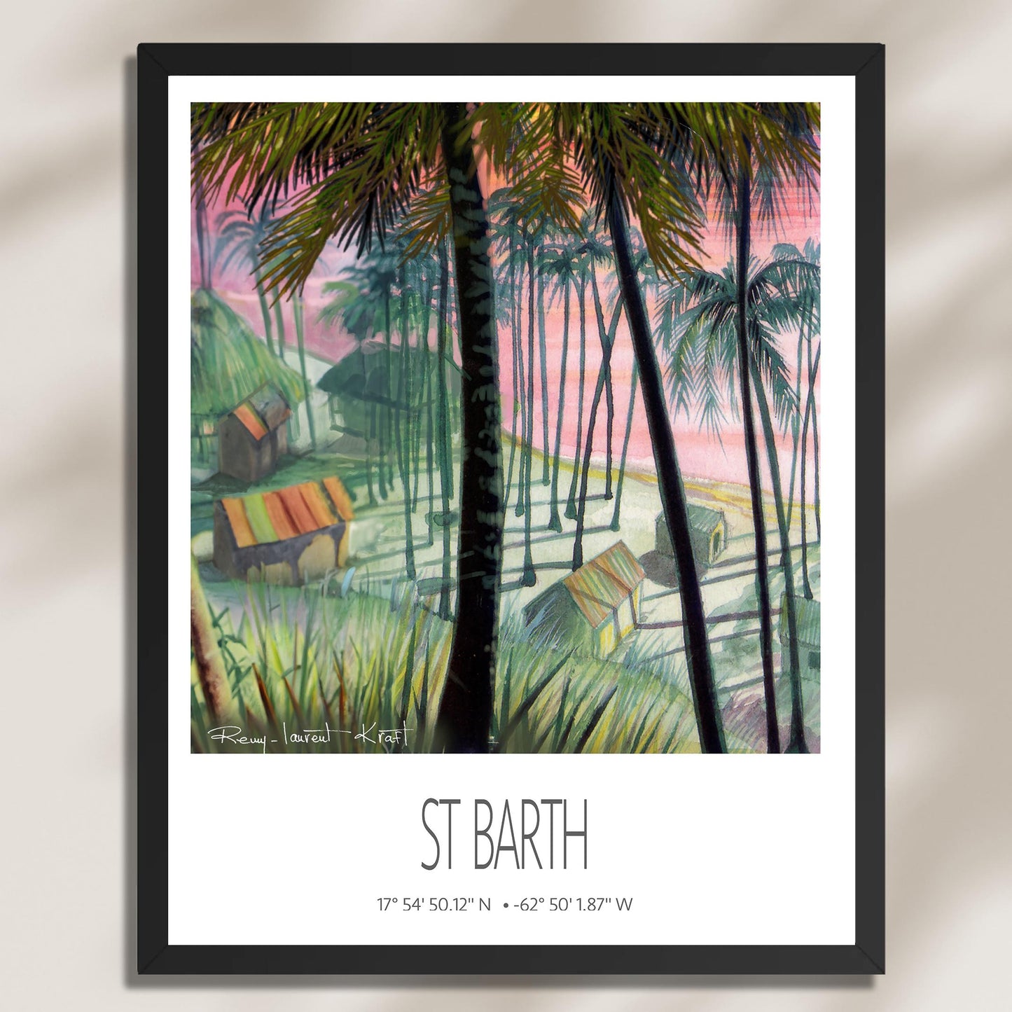 Vintage Travel Poster – St Barth – Cocos Plage – Framed Caribbean Art Print