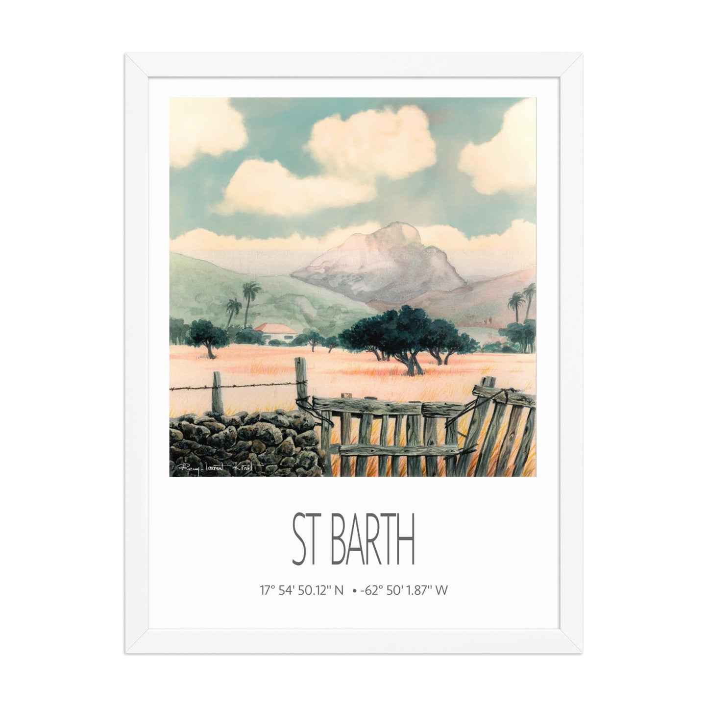 Vintage Travel Poster – St Barth – Saline – Framed Caribbean Art Print
