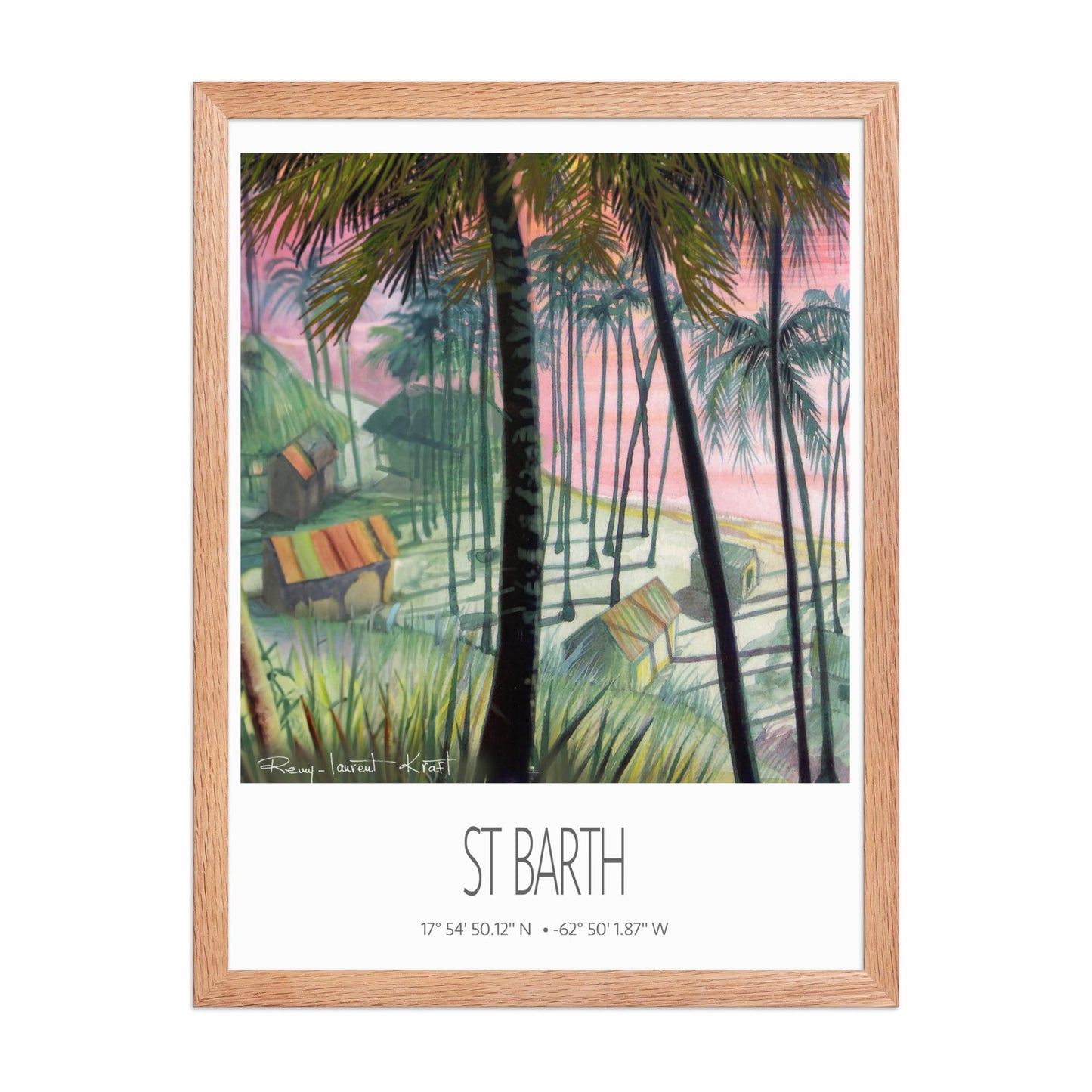 Vintage Travel Poster – St Barth – Cocos Plage – Framed Caribbean Art Print