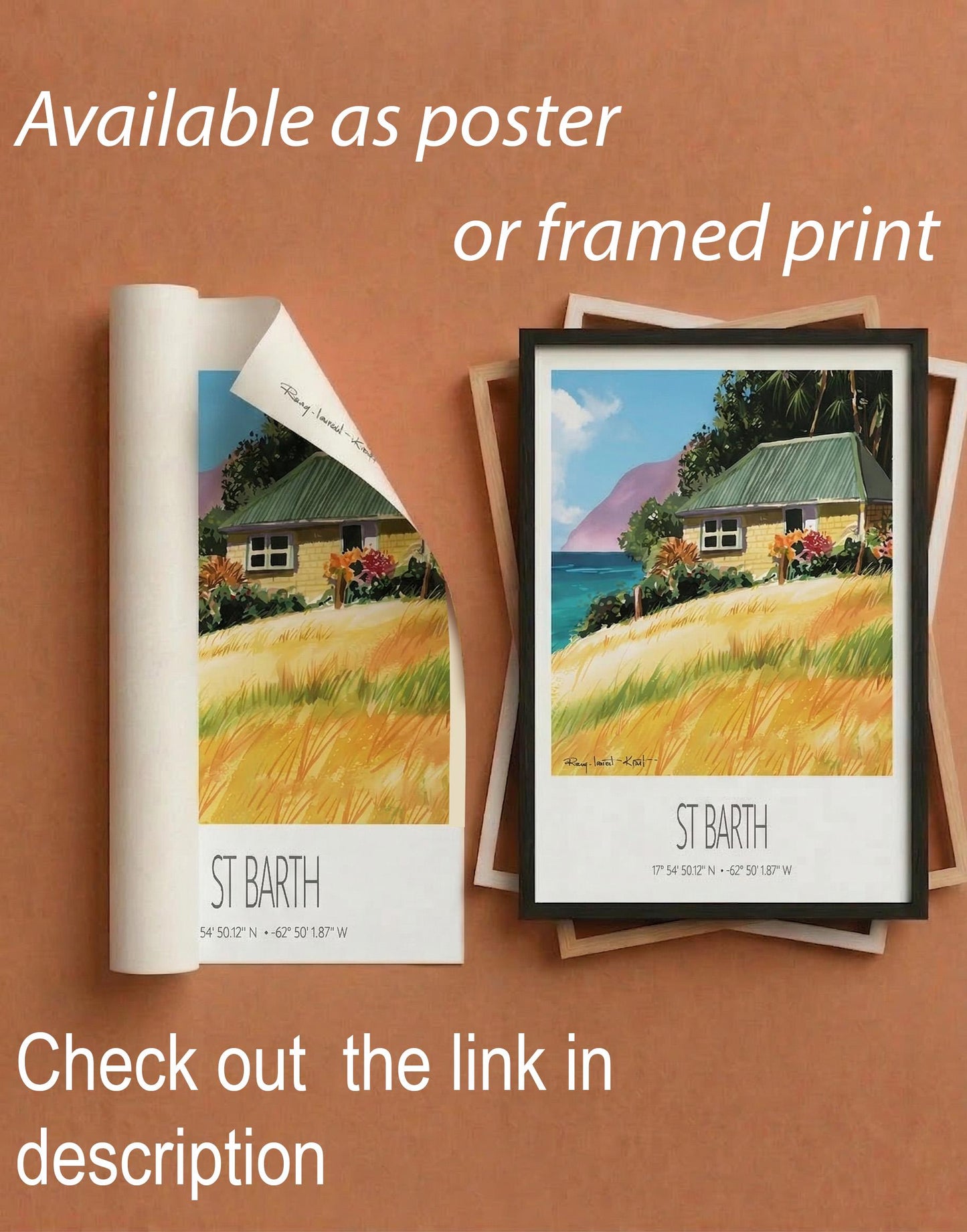 Vintage Travel Poster – St Barth – Falaise Beach – Caribbean Art Print