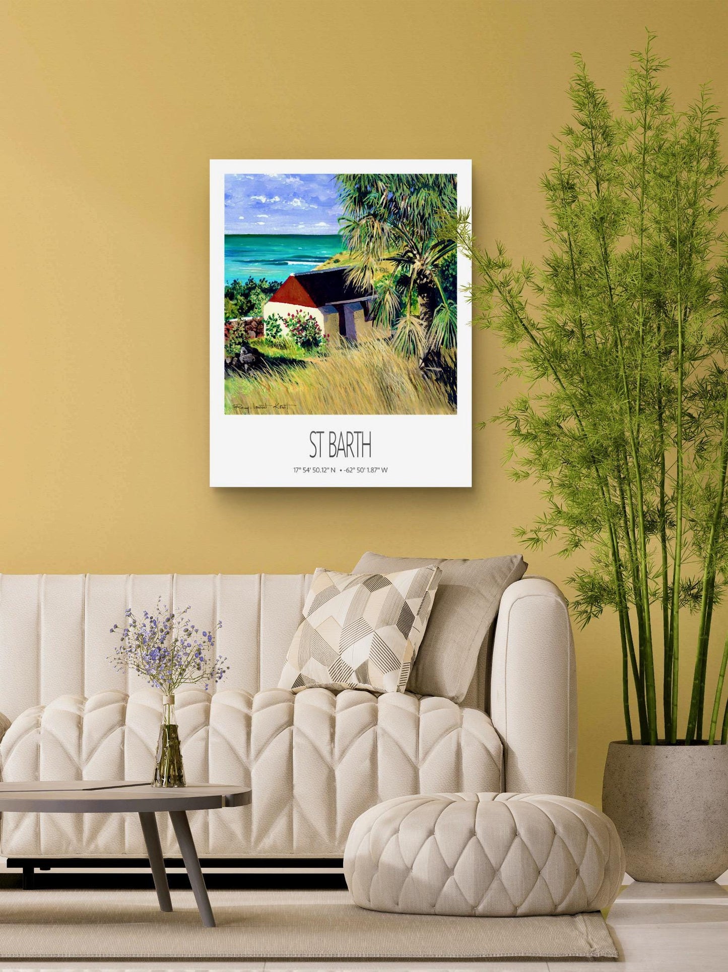 Vintage Travel Poster – St Barth – Grand Cul De Sac Bay – Caribbean Art Print