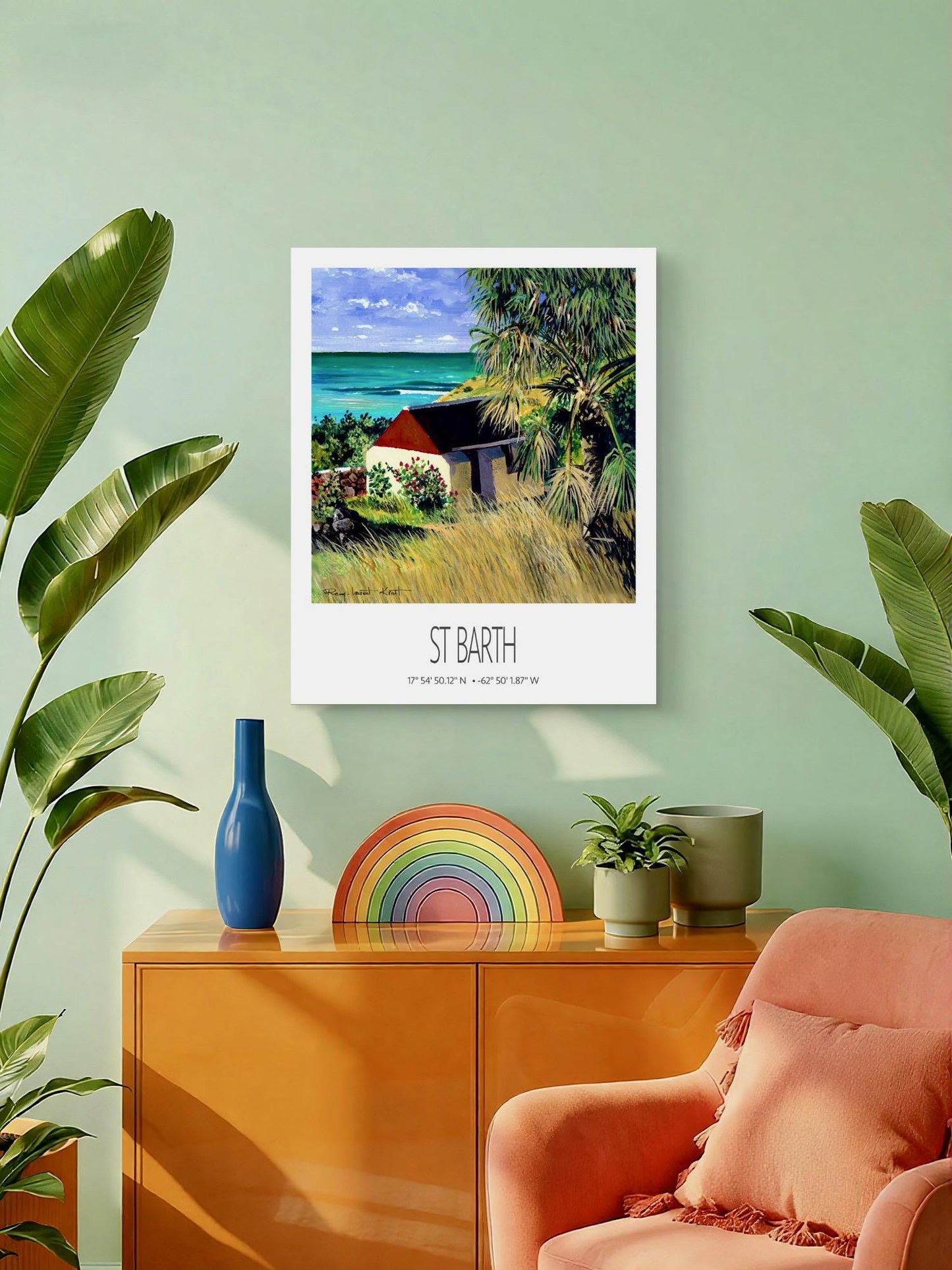 Vintage Travel Poster – St Barth – Grand Cul De Sac Bay – Caribbean Art Print
