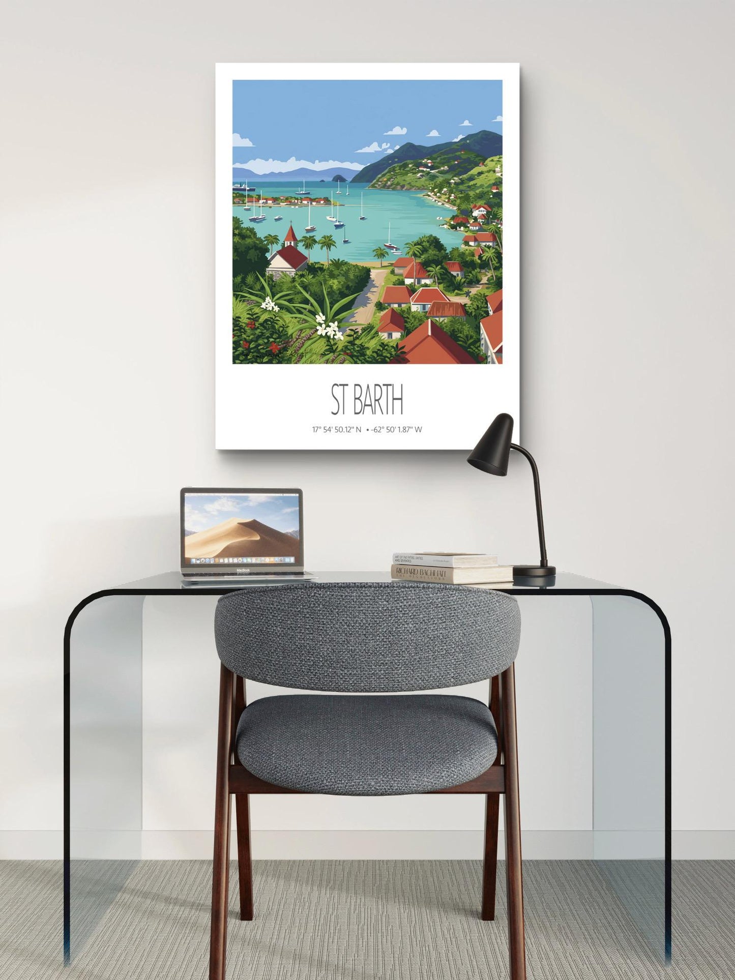Vintage Travel Poster – St Barth – Gustavia Bay – Caribbean Art Print