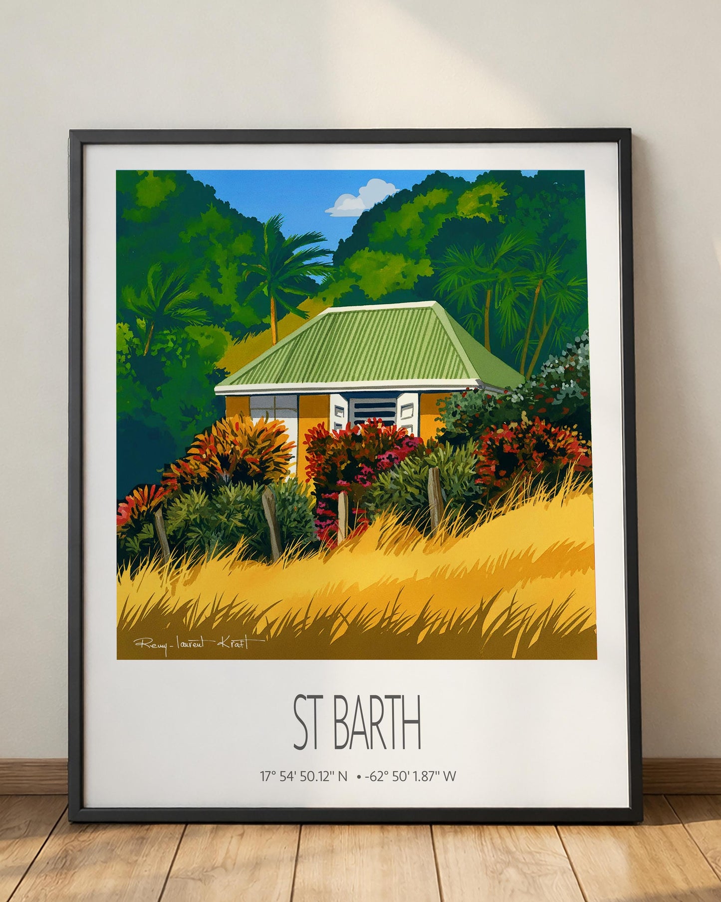 Vintage Travel Poster – St Barth – Yellow Grass – Caribbean Art Print