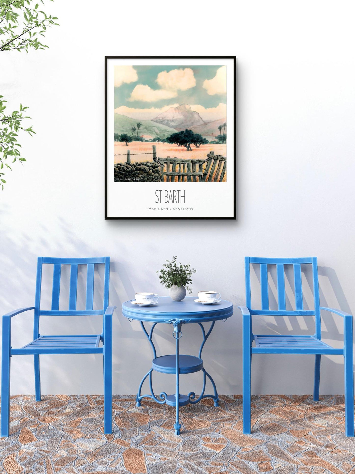 Vintage Travel Poster – St Barth – Saline – Framed Caribbean Art Print