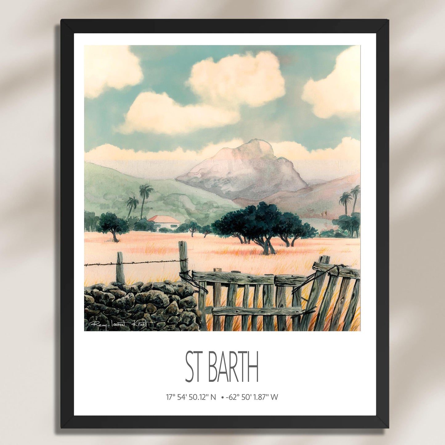 Vintage Travel Poster – St Barth – Saline – Framed Caribbean Art Print