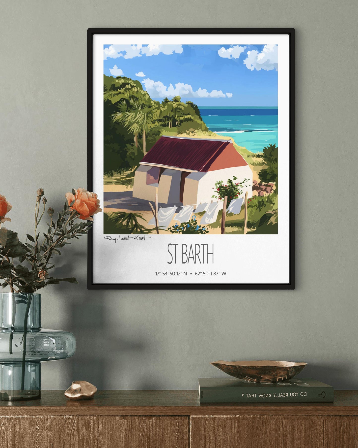 Vintage Travel Poster – St Barth – Petit Cul de Sac Bay – Caribbean Art Print