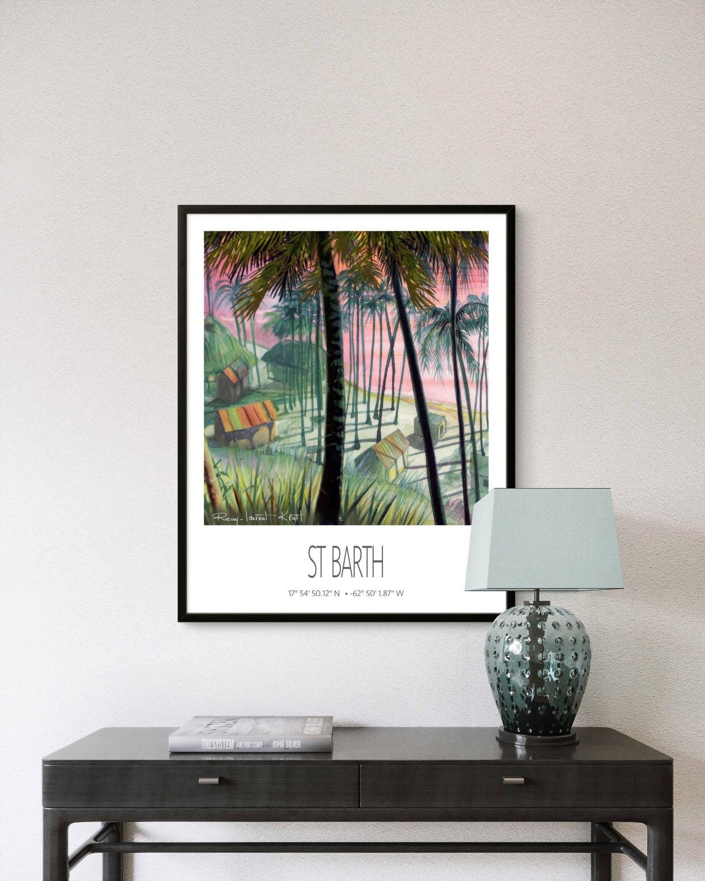 Vintage Travel Poster – St Barth – Cocos Plage – Framed Caribbean Art Print