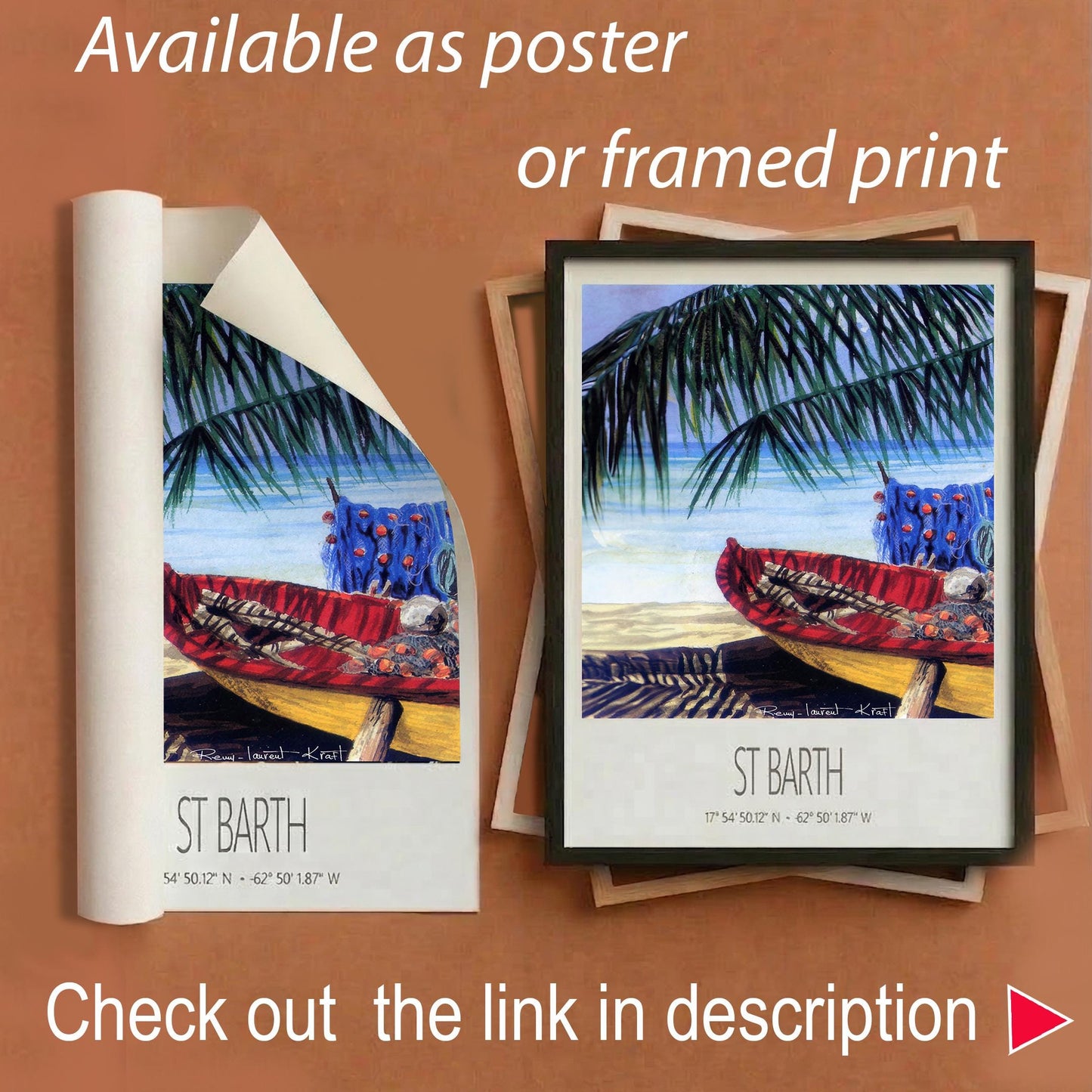 Vintage Travel Poster – St Barth – Cocos Barque – Caribbean Art Print