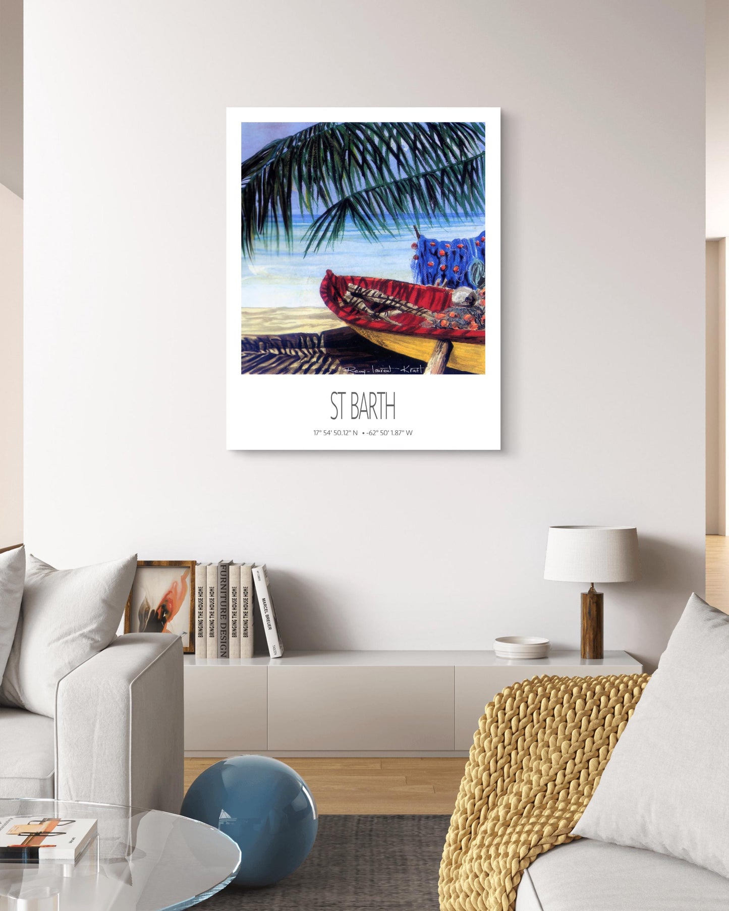 Vintage Travel Poster – St Barth – Cocos Barque – Framed Caribbean Art Print