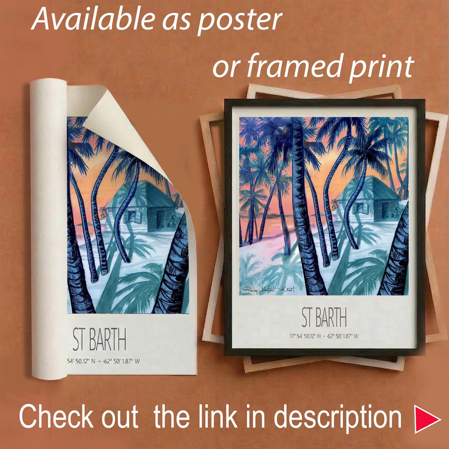 Vintage Travel Poster – St Barth – Cocos Verts – Caribbean Art Print
