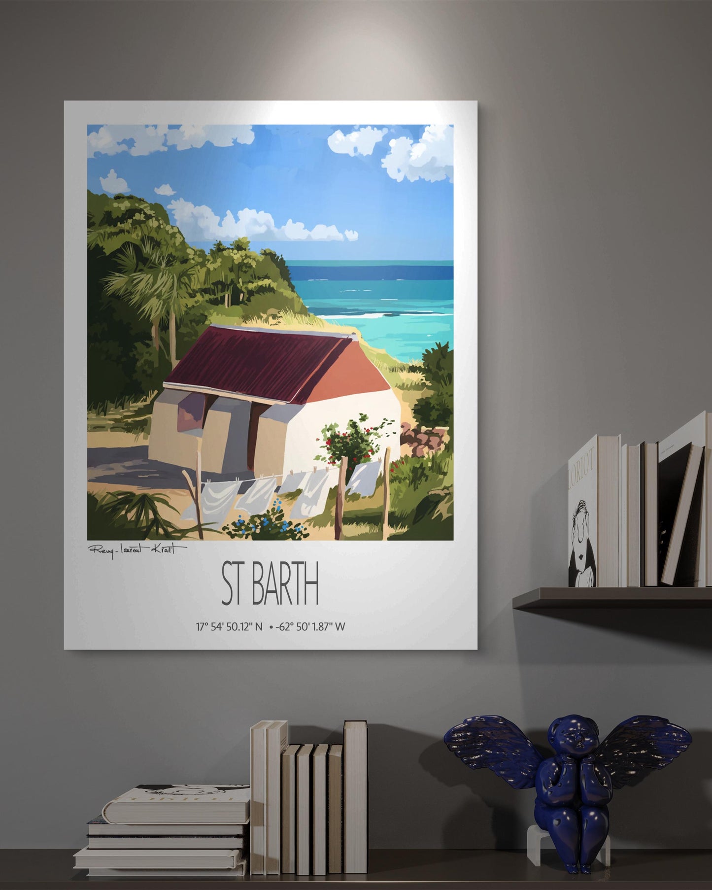 Vintage Travel Poster – St Barth – Petit Cul de Sac Bay – Caribbean Art Print