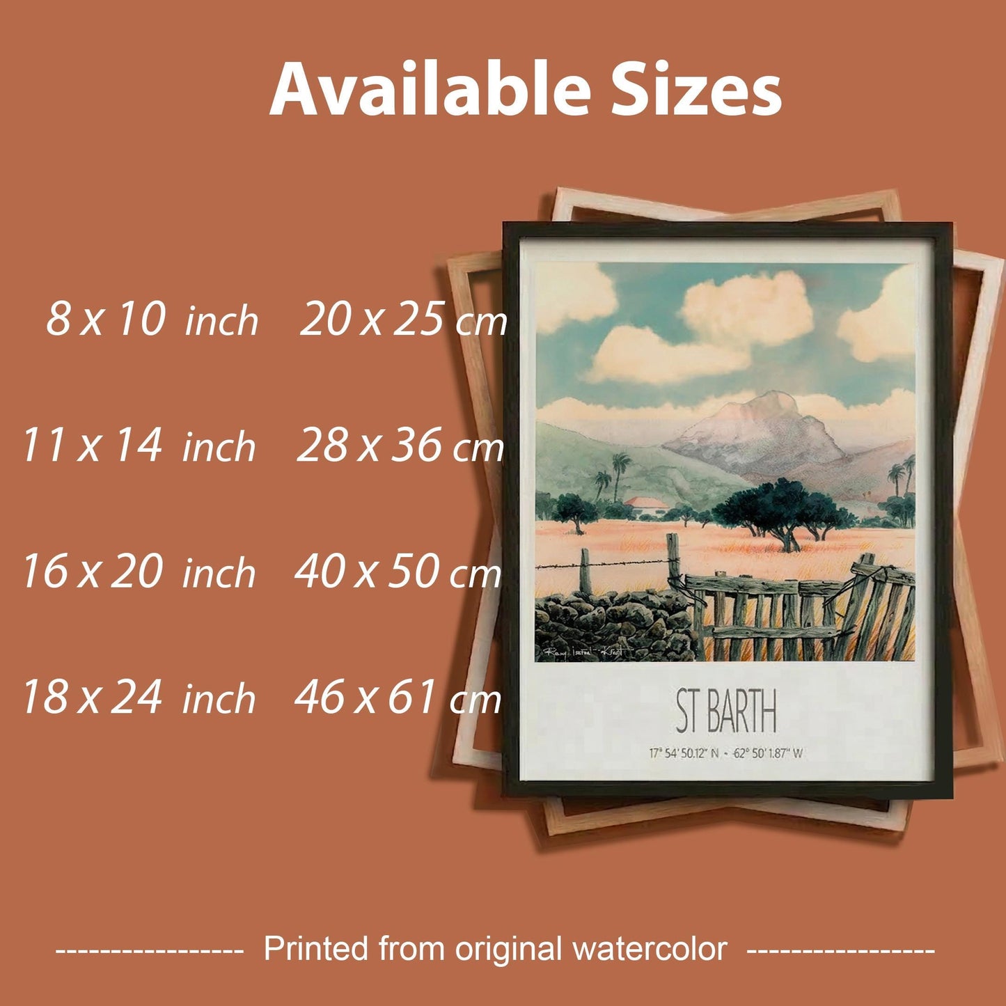 Vintage Travel Poster – St Barth – Gustavia Bay – Framed Caribbean Art Print