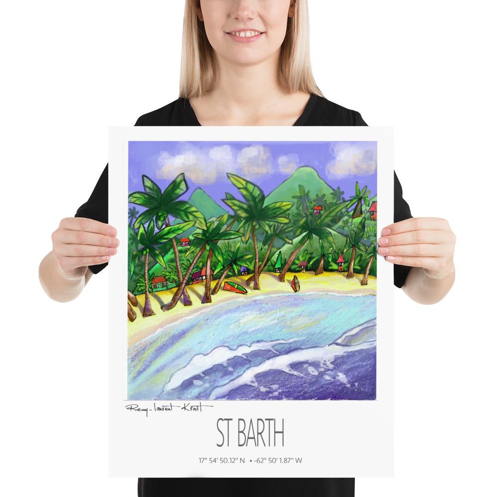 Vintage Travel Poster – St Barth – Triangular Beach – Caribbean Art Print