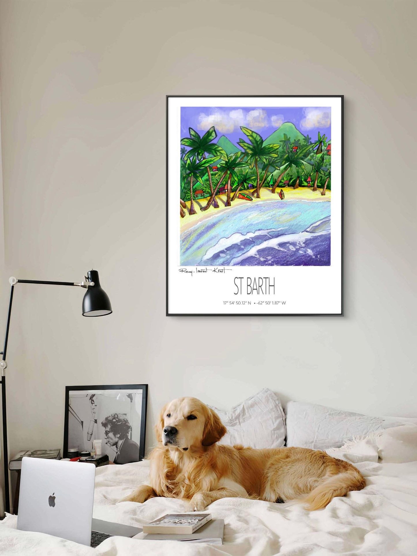 Vintage Travel Poster – St Barth – Triangular Beach – Caribbean Art Print