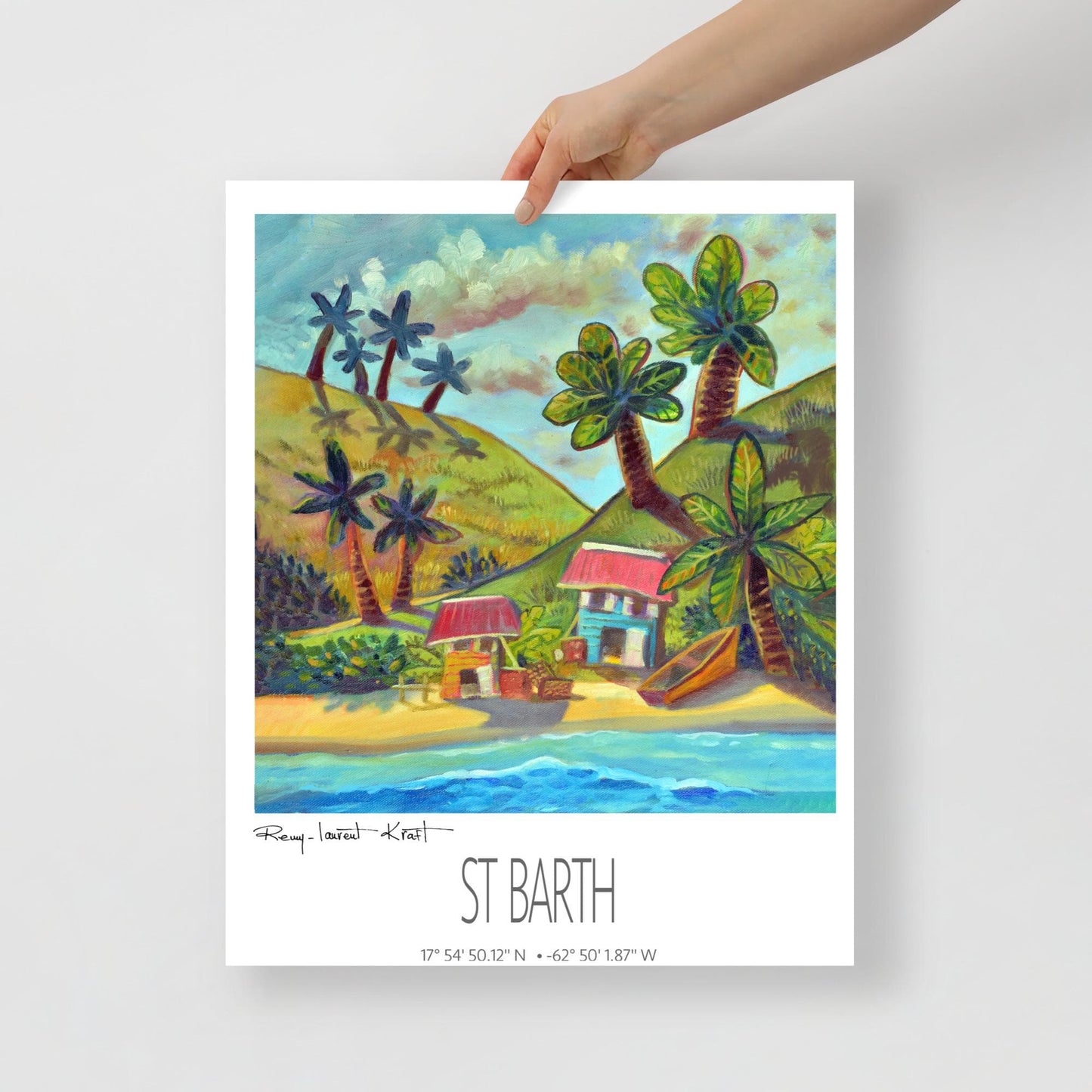 Vintage Travel Poster – St Barth – Two Cottages – Caribbean Art Print
