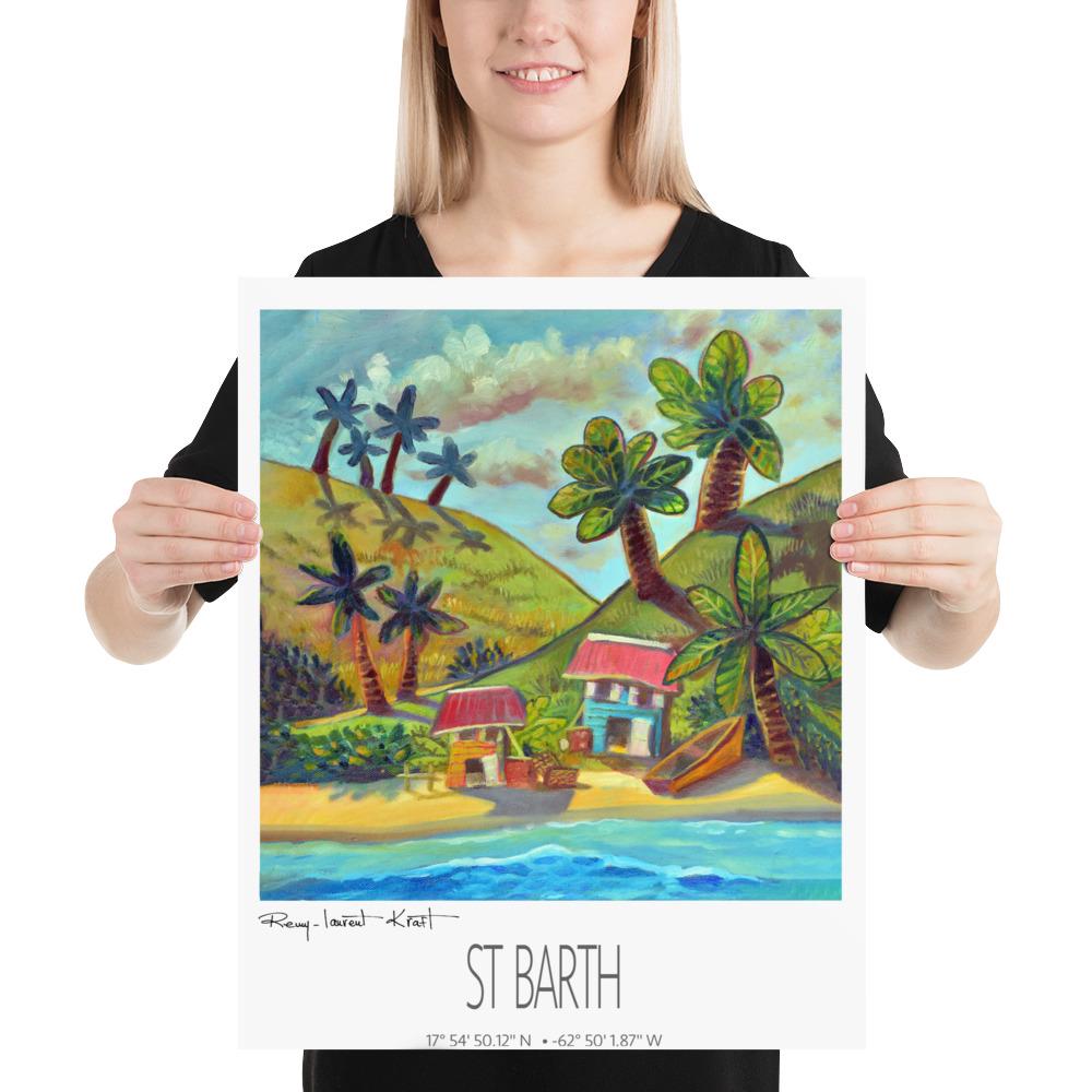 Vintage Travel Poster – St Barth – Two Cottages – Caribbean Art Print