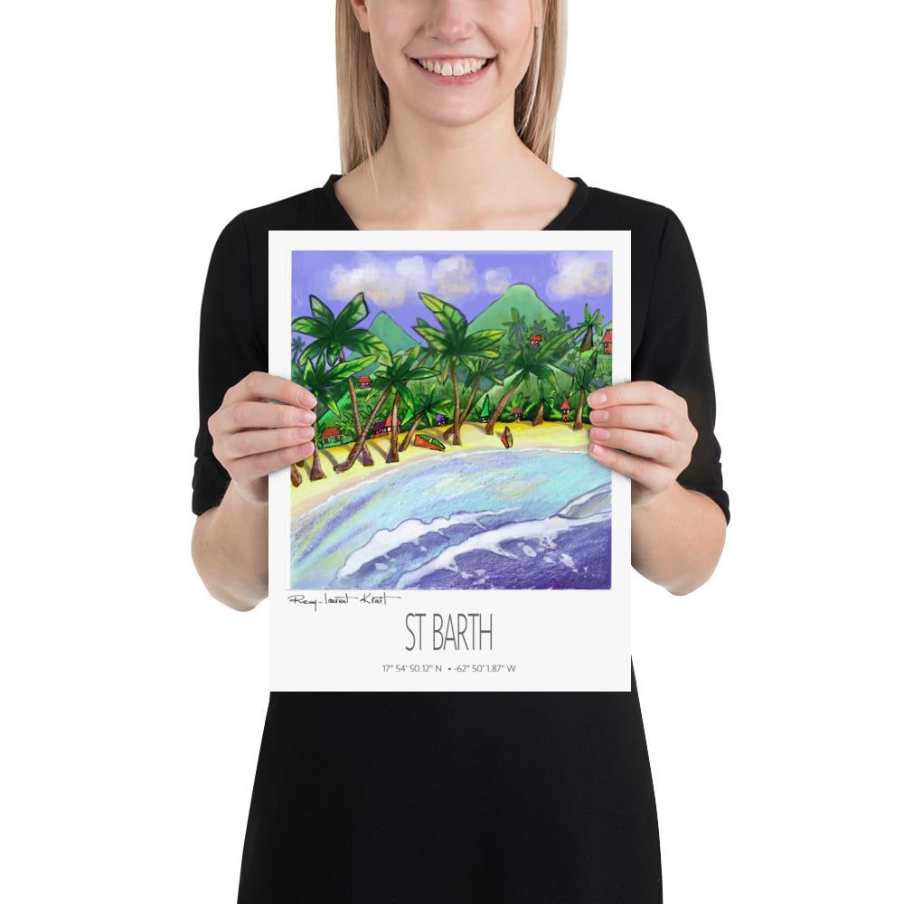Vintage Travel Poster – St Barth – Triangular Beach – Caribbean Art Print