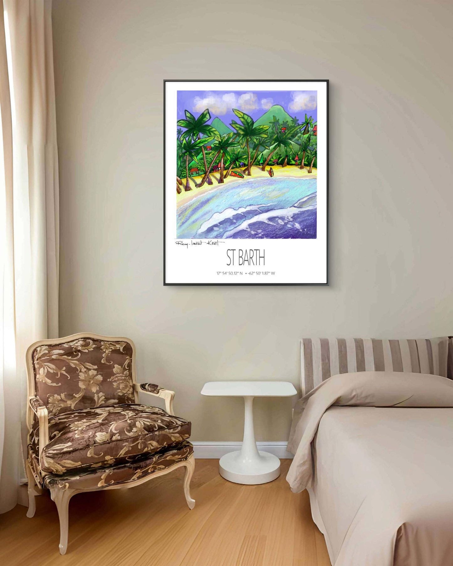 Vintage Travel Poster – St Barth – Triangular Beach – Caribbean Art Print