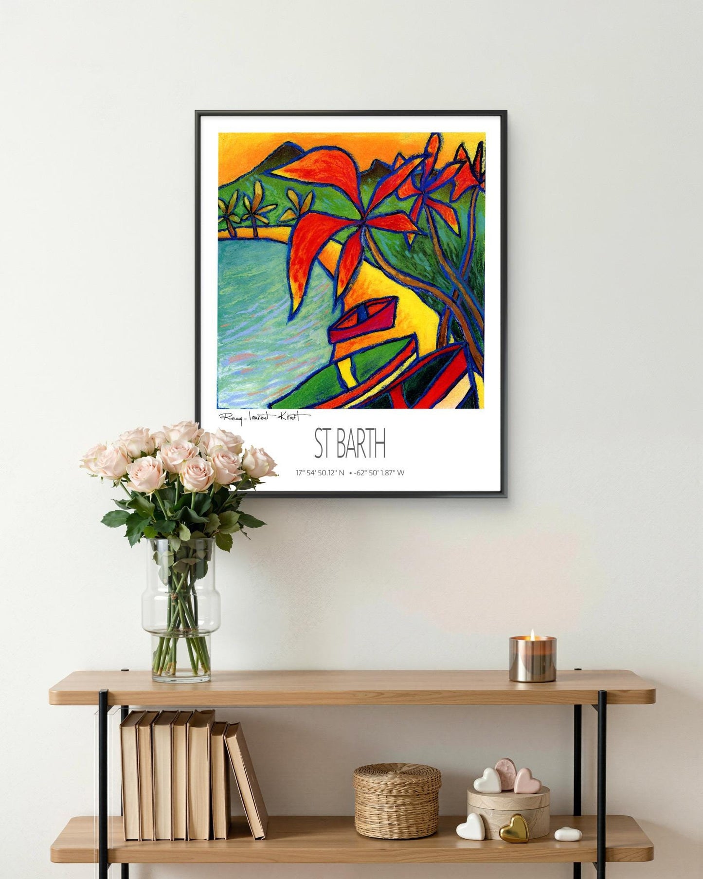 Vintage Travel Poster – St Barth – Red Coco Bay – Caribbean Art Print