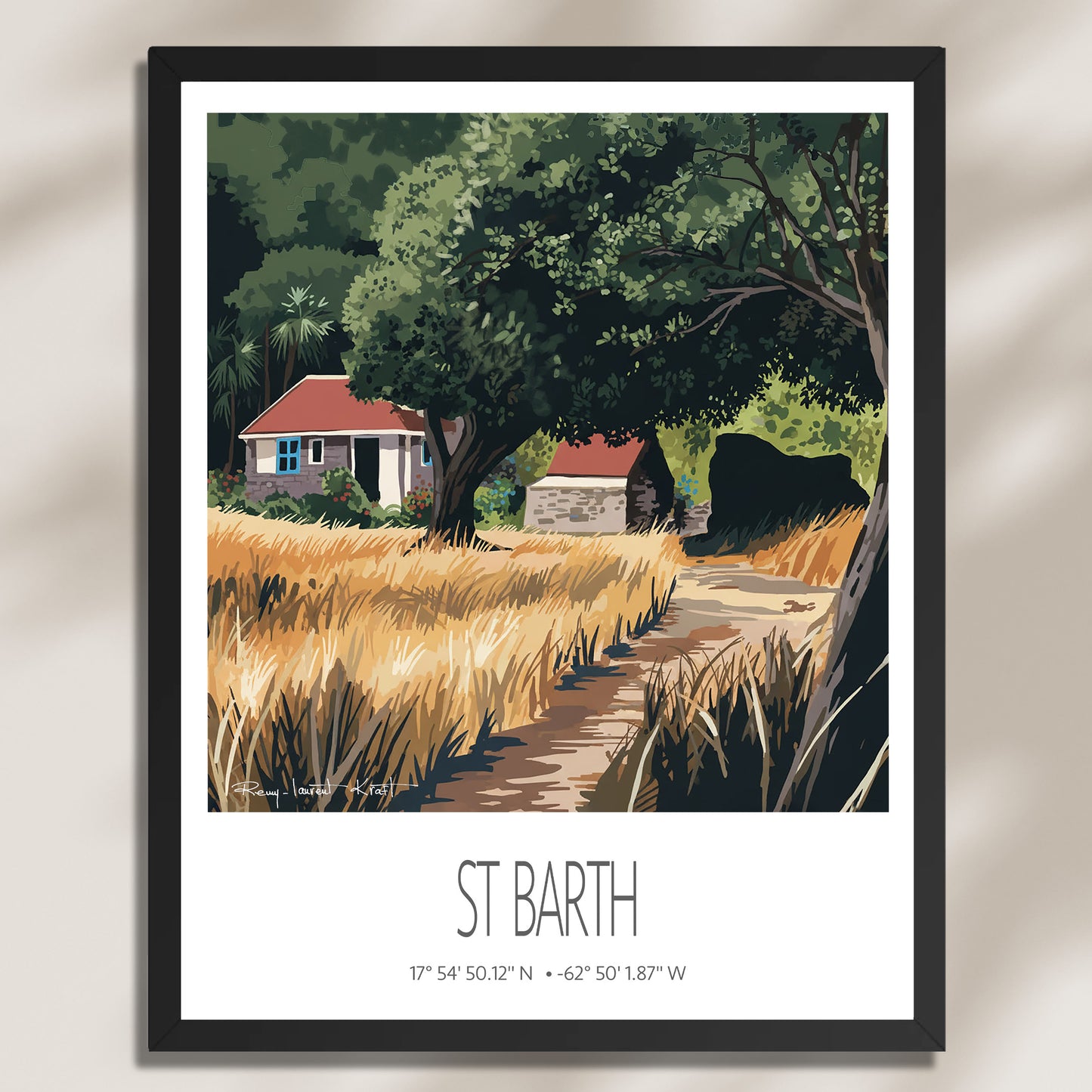 Vintage Travel Poster – St Barth – Grand Fond – Caribbean Art Print