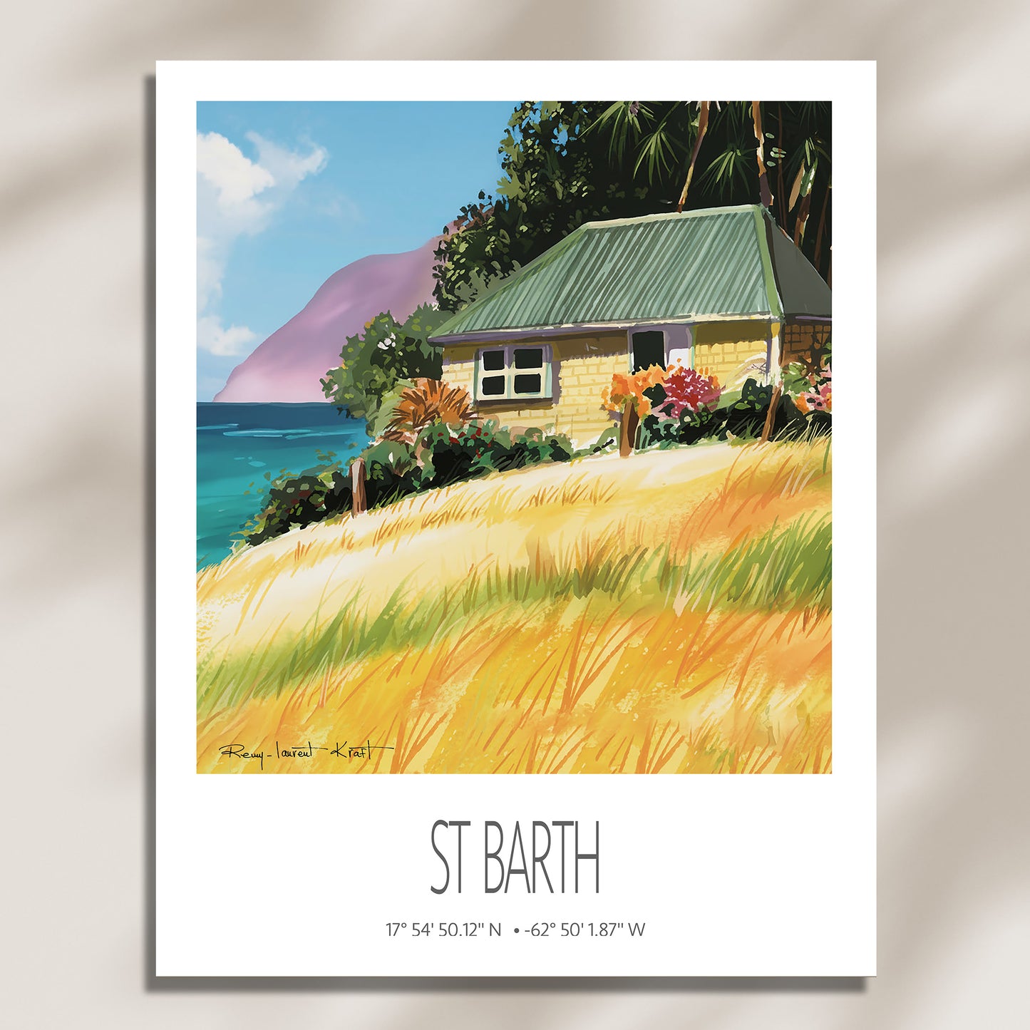 Vintage Travel Poster – St Barth – Falaise Beach – Caribbean Art Print