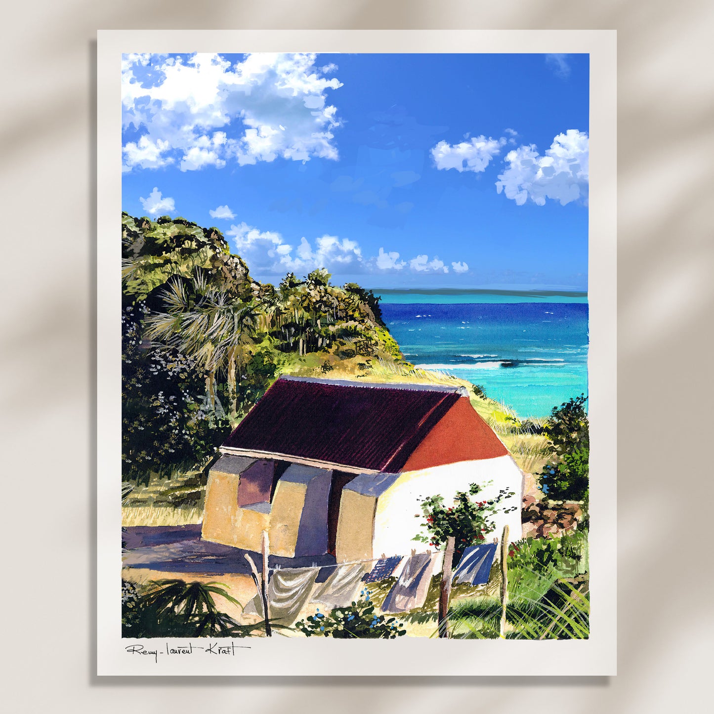 St Barth Watercolor Print – Petit Cul de Sac Bay – Caribbean Wall Art