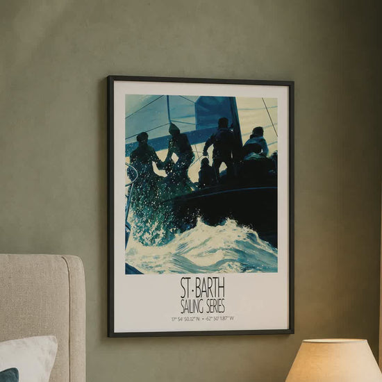 Blue Regatta – product video – framed St Barth sailing wall art