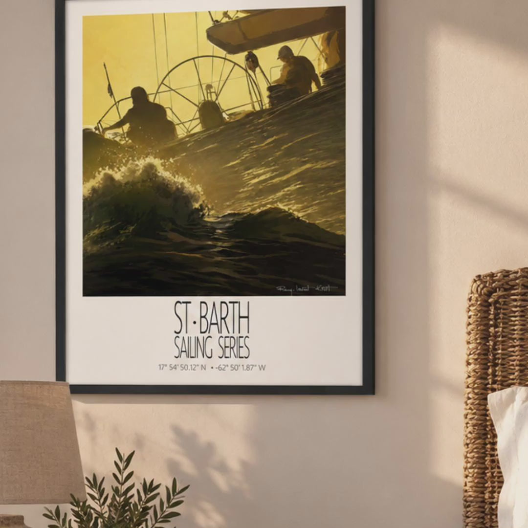 Golden Wake – product video – framed St Barth sailing wall art