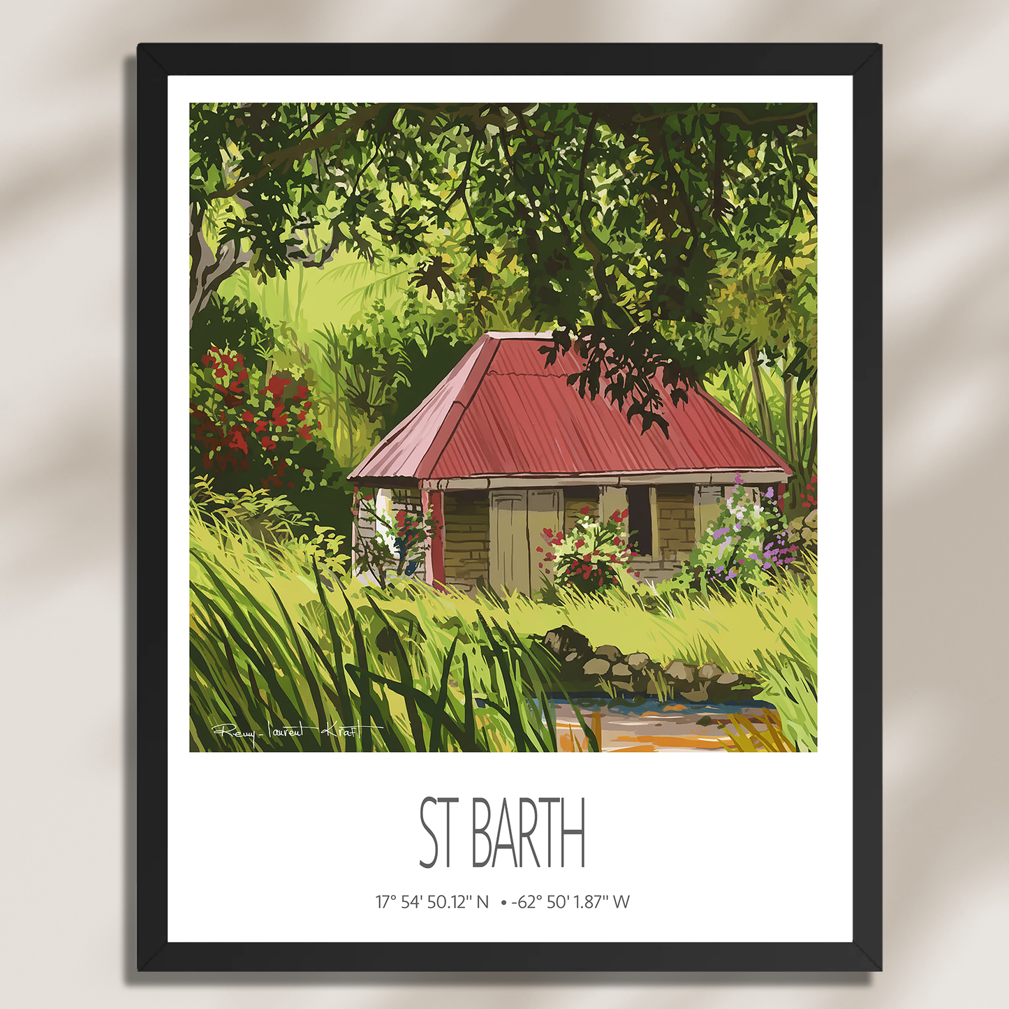 Vintage Travel Poster – St Barth – Old Cottage – Caribbean Art Print