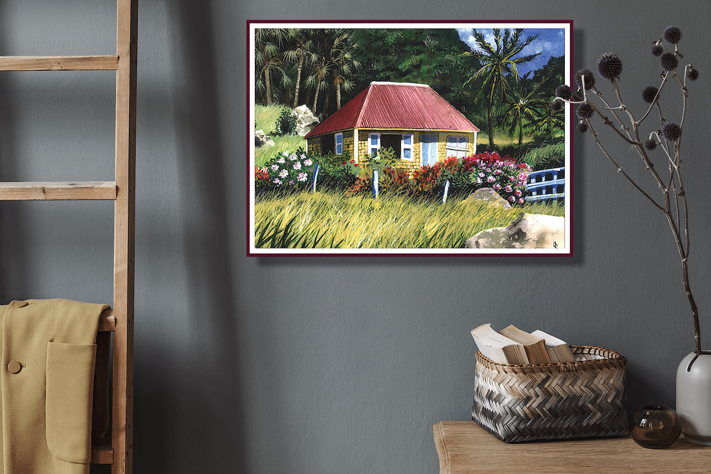 St Barth Watercolor Print – Case Jaune – Caribbean Wall Art